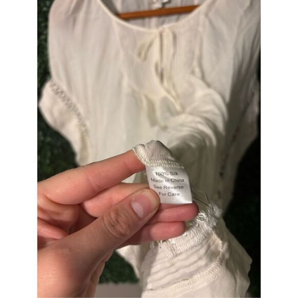 Parker Ivory 100% Silk Wide Sleeve Blouse Sz Large NWT - Picture 3 of 5